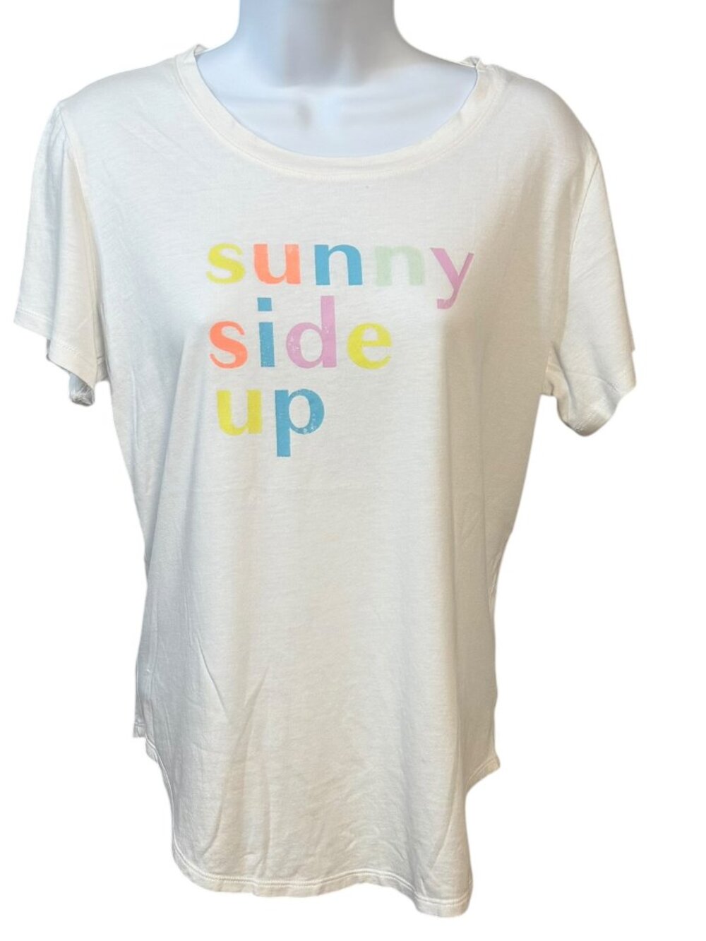 Love Forever Favorite Sunny Side Up Graphic Tee White Small Fun Novelty Shirt